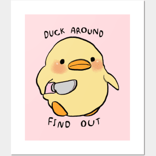 small chick with a knife meme / duck around find out Posters and Art